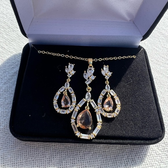 Jewelry - Baguette Cubic Zirconia Gold Filled Necklace set